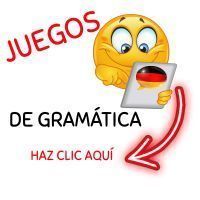 un smiley con una tablet y el texto "juegos gram&aacute;tica" y una flecha para ir a ese sitio