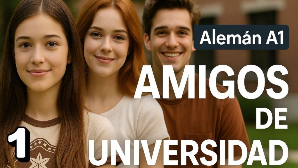 foto de tres jóvenes amigos de la universidad del Alemán A1
