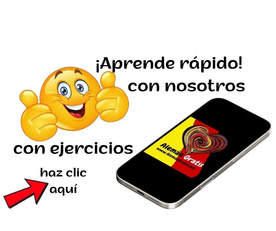 Ilustración con flecha señalando el botón para aprender alemán