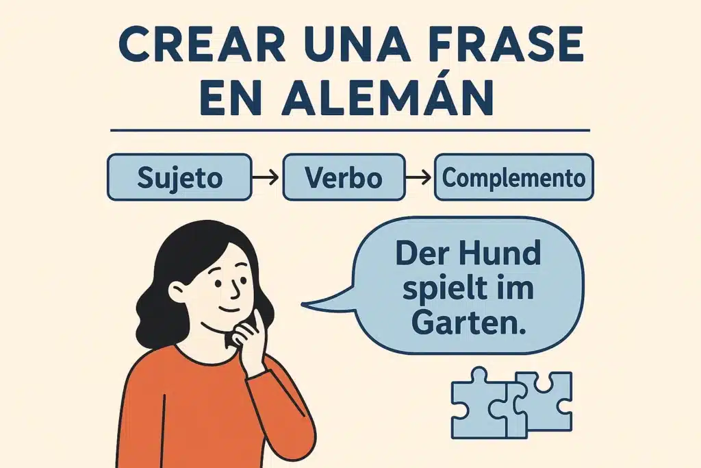 Juego visual que enseña cómo se forma una oración en alemán